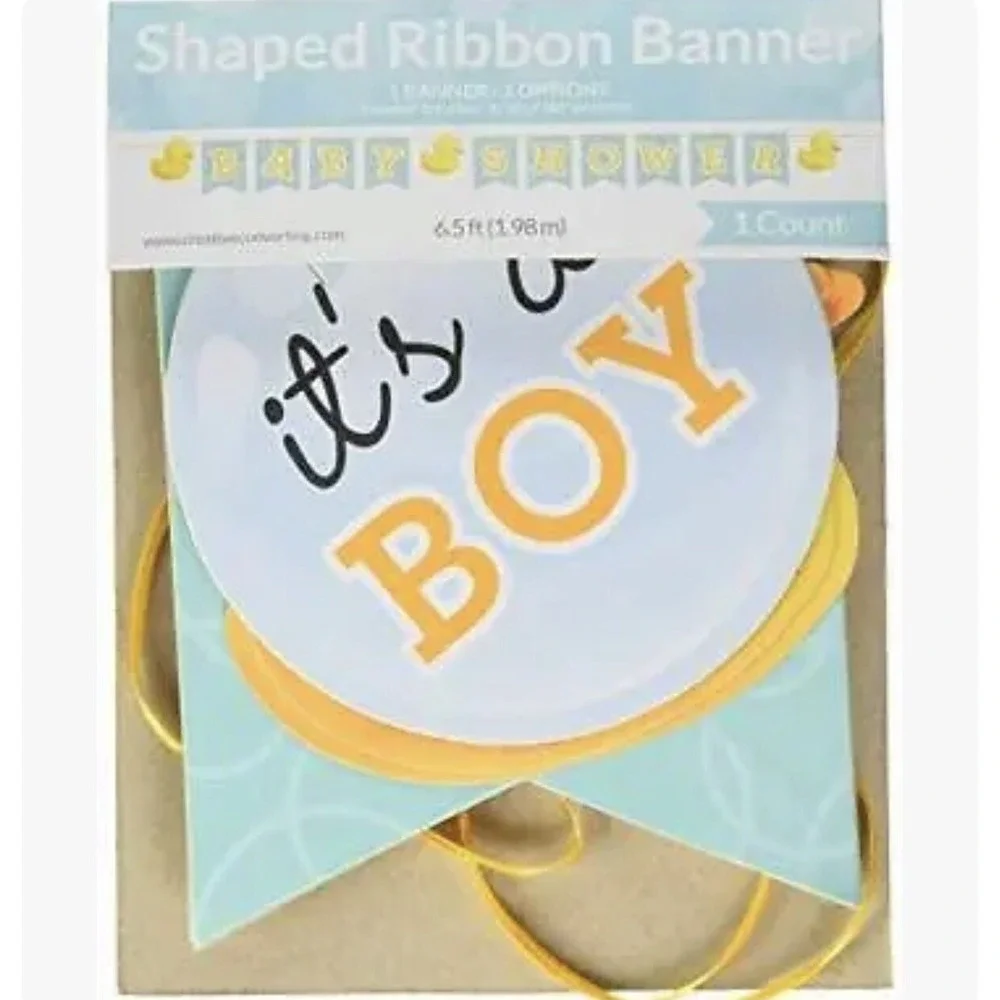 6.5' Bubble Bath Baby Shower Shaped Ribbon Banner Rubber Ducky boy or‎ girl